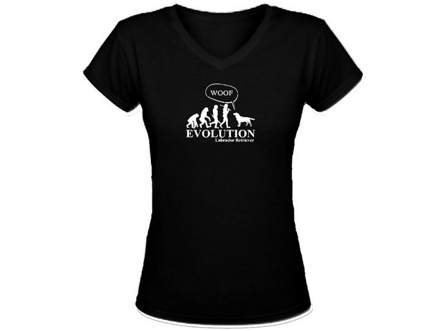 Evolution Labrador retriever  women black vneck dogs t shirt